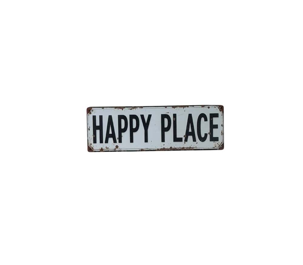Happy Place Vintage Style Rustic Wooden Sign